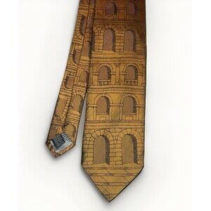 Fornasetti Milano Silk Tie Roman Colosseum Architecture Italy 90s